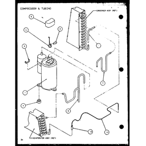 Compressor & Tubing 1 Diagram and Parts List for PTC07300ER P9812501R Amana Air Conditioner