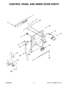 Control Panel And Inner Door Parts Diagram and Parts List for MDB9979SKZ2  Maytag Dishwasher