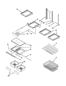 Shelf Parts Diagram and Parts List for MBB1953XEW3  Maytag Refrigerator