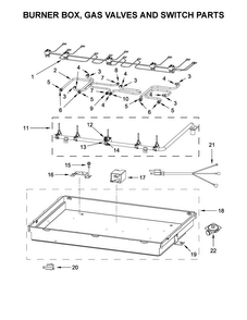 Burner Box, Gas Valves And Switch Parts Diagram and Parts List for JGC3530GS0  Jenn-Air Cooktop