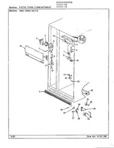 Fresh Food Compartment Diagram and Parts List for 24922-7A  Admiral Refrigerator