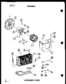 Portable Evaporator Parts Diagram and Parts List for 8P-5AUMS P54972-30R Amana Air Conditioner