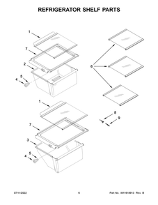 Refrigerator Shelf Parts Diagram and Parts List for ASI2175GRW08  Amana Refrigerator