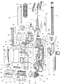 Motor, Handle, Outerbag, Hose Diagram and Parts List for U6660-900  Hoover Upright Vacuum