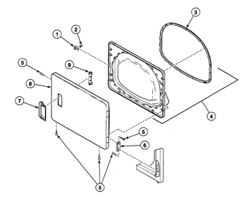 Door Assy Diagram and Parts List for SSGB09QJ  Speed Queen Dryer