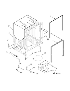 Tub And Frame Parts Diagram and Parts List for JDB9000CWS1  Jenn-Air Dishwasher