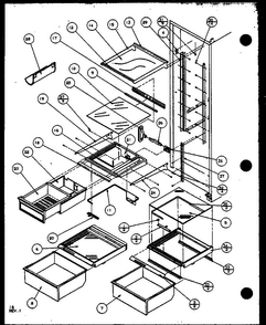 Refrigerator Shelving And Drawers Diagram and Parts List for SX25M2L-P1154902WL  Amana Refrigerator