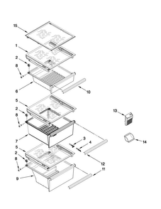 Refrigerator Shelf Parts Diagram and Parts List for MSB26C4XYM00  Maytag Refrigerator