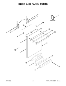 Door And Panel Parts Diagram and Parts List for JDPSS246LM0  Maytag Dishwasher