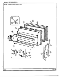 Freezer Door Diagram and Parts List for 191347  Admiral Refrigerator