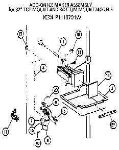 Icemaker- Ic3n P1110701w Diagram and Parts List for 85378-P1117202W  Amana Refrigerator