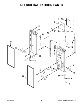 Refrigerator Door Parts Diagram and Parts List for JFFCC72EFP02  Maytag Refrigerator