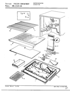 Freezer Compartment Diagram and Parts List for 21524-0A  Admiral Refrigerator