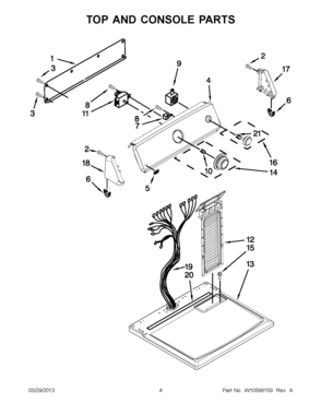 02 - TOP AND CONSOLE PARTS Diagram and Parts List for YMEDC200XW3  Maytag Dryer
