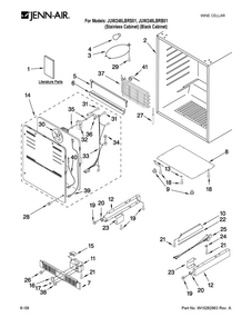 Cabinet Parts Diagram and Parts List for JUW248LBRB01  Jenn-Air Wine and Beverage Cooler