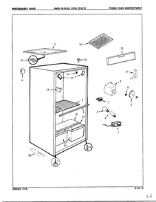 Fresh Food Compartment Diagram and Parts List for 103200  Admiral Refrigerator