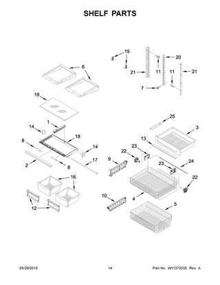 Shelf Parts Diagram and Parts List for MBB1957FEW01  Maytag Refrigerator