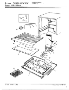 Freezer Compartment Diagram and Parts List for 19204-0A  Admiral Refrigerator