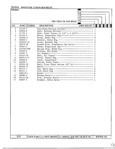 Freezer Compartment Page 2 Diagram and Parts List for 19812-0A  Admiral Refrigerator