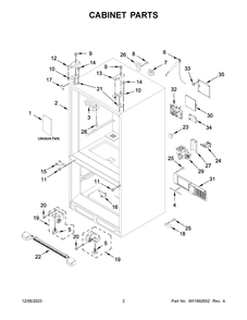 Cabinet Parts Diagram and Parts List for JFFCF72DKL06  Jenn-Air Refrigerator