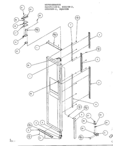 Freezer Door - Hinge And Trim Parts Diagram and Parts List for SXD25MP-2  Amana Refrigerator