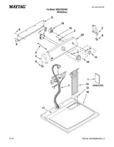 Top And Console Parts Diagram and Parts List for MGDC200XW0  Maytag Dryer