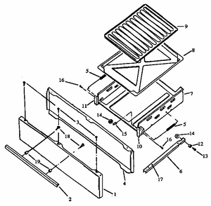 Broiler Components Diagram and Parts List for GBK39HG ALL Amana Range