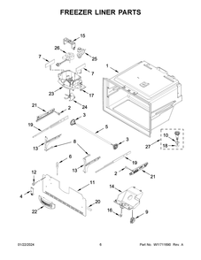 Freezer Liner Parts Diagram and Parts List for MFI2570FEW10  Maytag Refrigerator
