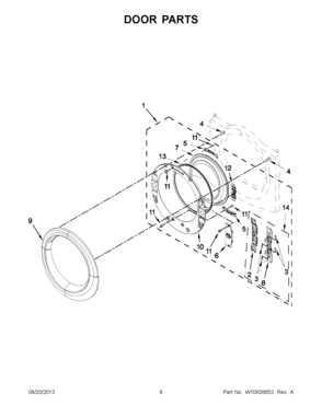 05 - DOOR PARTS Diagram and Parts List for YNED5700BW0  Maytag Dryer