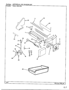 Optional Ice Maker Kit Diagram and Parts List for 19814-0A  Admiral Refrigerator