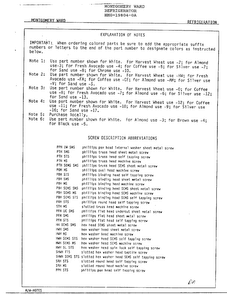 Screw Description Abbreviations Diagram and Parts List for 19804-0A  Admiral Refrigerator
