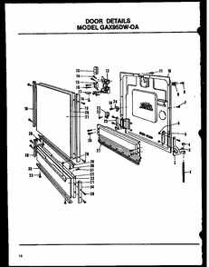 Door Details (gax95dw-oa/mn01) (gax95dw-oa/mn02) (gax95dw-oa/mn03) Diagram and Parts List for GAX95DW-OA MN03 Amana Dishwasher