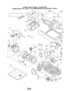 Canister Diagram and Parts List for 11620812009  Kenmore Canister Vacuum