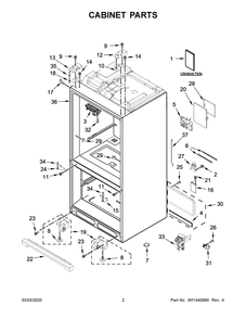 Cabinet Parts Diagram and Parts List for MFT2772HEZ01  Maytag Refrigerator
