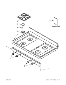 Cooktop Parts Diagram and Parts List for MGR7661WB3  Maytag Range