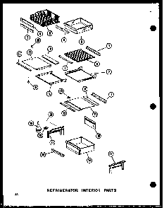 Refrigerator Interior Parts Diagram and Parts List for SRI19W-A-P60350-49WA  Amana Refrigerator