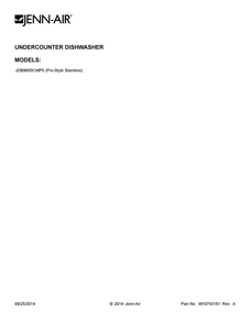Cover Sheet Diagram and Parts List for JDB9600CWP0  Jenn-Air Dishwasher