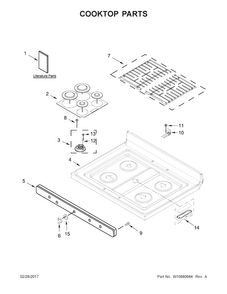 Cooktop Parts Diagram and Parts List for MGR6600FB0  Maytag Range