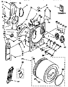 Bulkhead Parts Diagram and Parts List for 11688570100  Kenmore Dryer