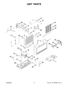 Unit Parts Diagram and Parts List for MZF34X16DW10  Maytag Freezer