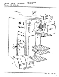 Freezer Compartment Diagram and Parts List for 22402-0A  Admiral Refrigerator