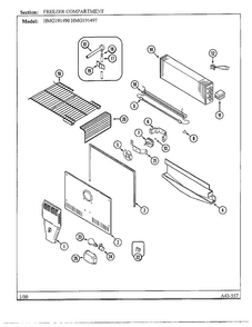 Freezer Compartment Diagram and Parts List for HMG191490  Admiral Refrigerator