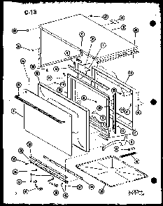 Outer Cabinet Diagram and Parts List for RRL-10C P75534-1M Amana Microwave