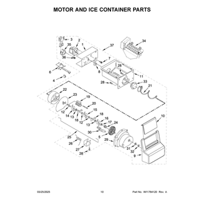 Motor And Ice Container Parts Diagram and Parts List for ASI2175GRB10  Amana Refrigerator