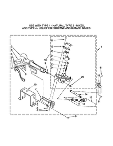 Burner Assembly Diagram and Parts List for MLG24PDAXW3  Maytag Dryer