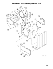 Front Panel/Door Assembly/Door Seal Diagram and Parts List for AFNE9BSP115TN13  Speed Queen Washer