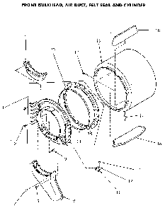 Front Bulkhead Diagram and Parts List for NG4819L53738  Speed Queen Dryer