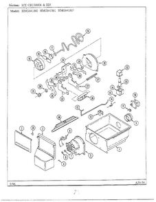 Ice Crusher/bin Diagram and Parts List for HMG641861  Admiral Refrigerator