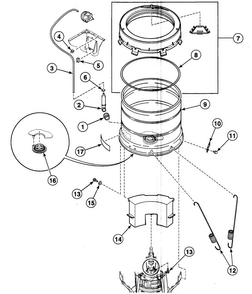 Outer Tub Diagram and Parts List for SWT210WN1124  Speed Queen Washer