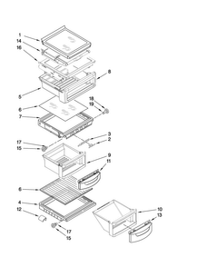 Refrigerator Shelf Parts Diagram and Parts List for MSD2559XEB00  Maytag Refrigerator